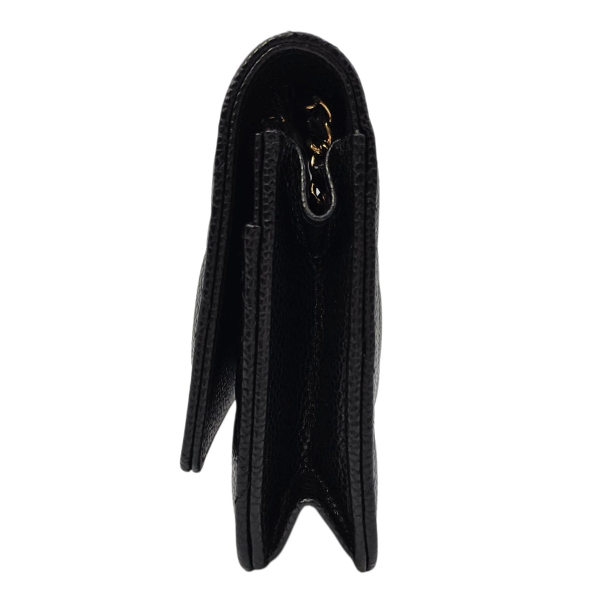 Classic Black Wallet On Chain in Caviar Leather Gold hardware