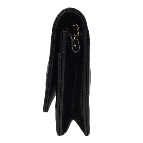 Classic Black Wallet On Chain in Caviar Leather Gold hardware