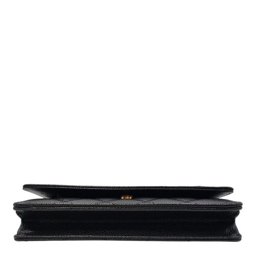 Classic Black Wallet On Chain in Caviar Leather Gold hardware