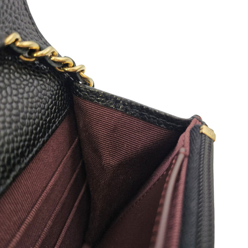 Classic Black Wallet On Chain in Caviar Leather Gold hardware