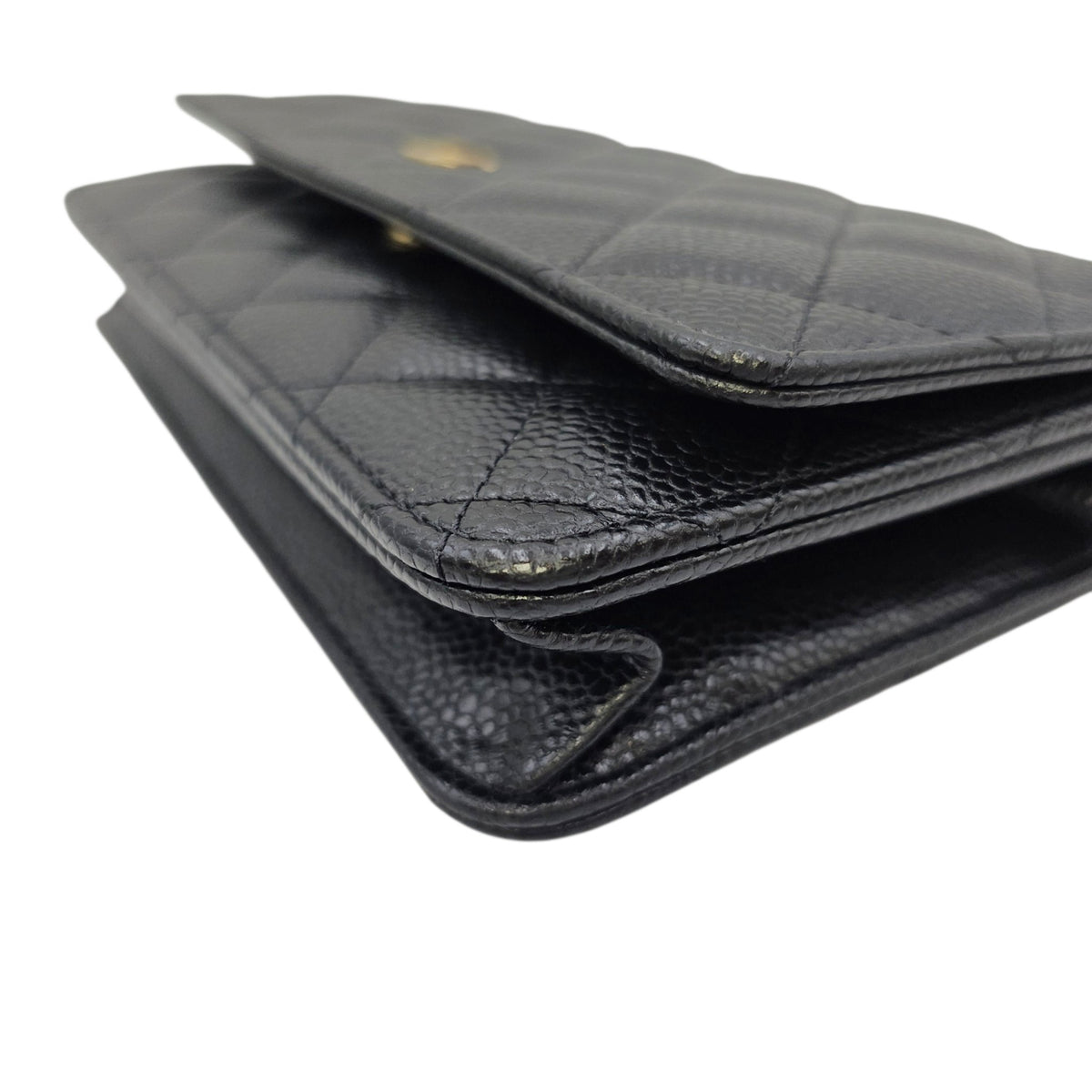 Classic Black Wallet On Chain in Caviar Leather Gold hardware