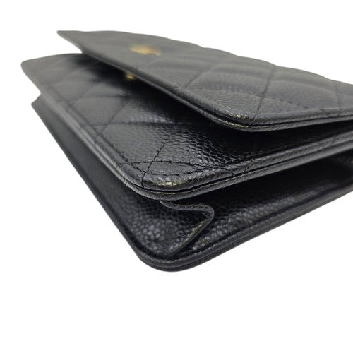 Classic Black Wallet On Chain in Caviar Leather Gold hardware