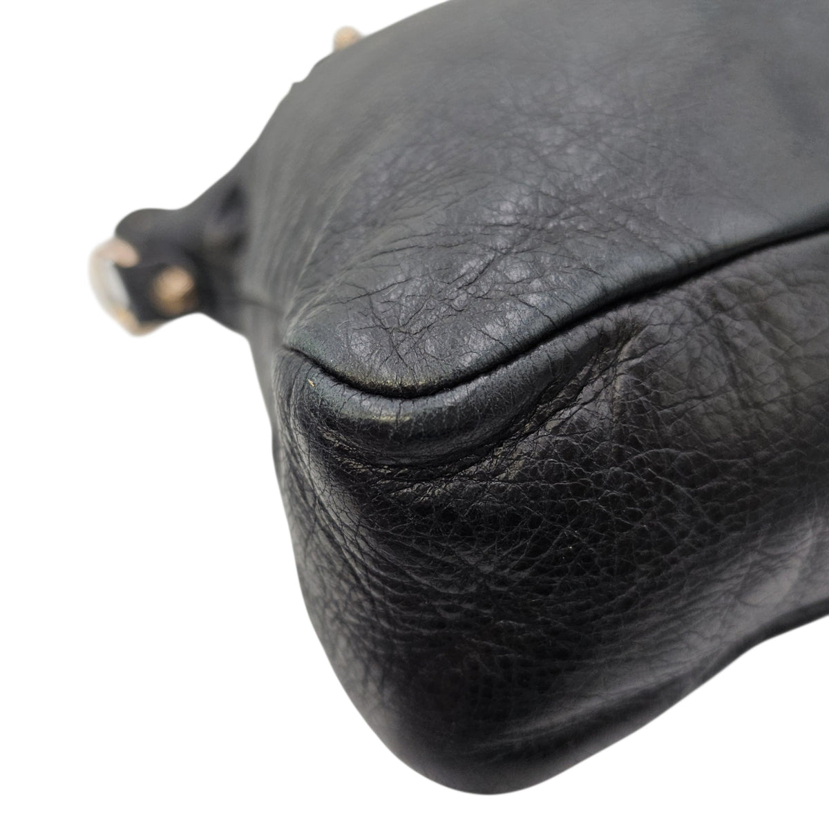 City Black Shoulder Bag in Distressed Leather Rose Gold hardware