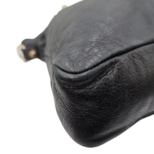 City Black Shoulder Bag in Distressed Leather Rose Gold hardware