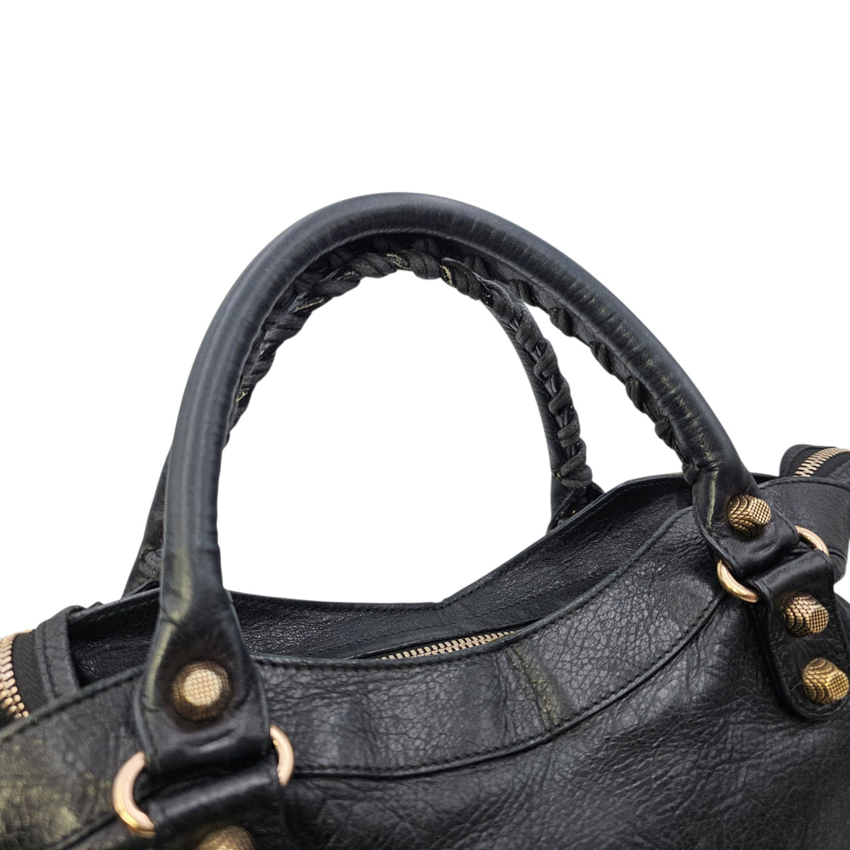 City Black Shoulder Bag in Distressed Leather Rose Gold hardware