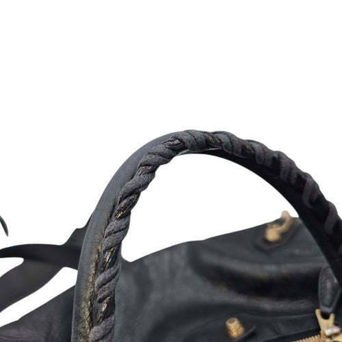 City Black Shoulder Bag in Distressed Leather Rose Gold hardware
