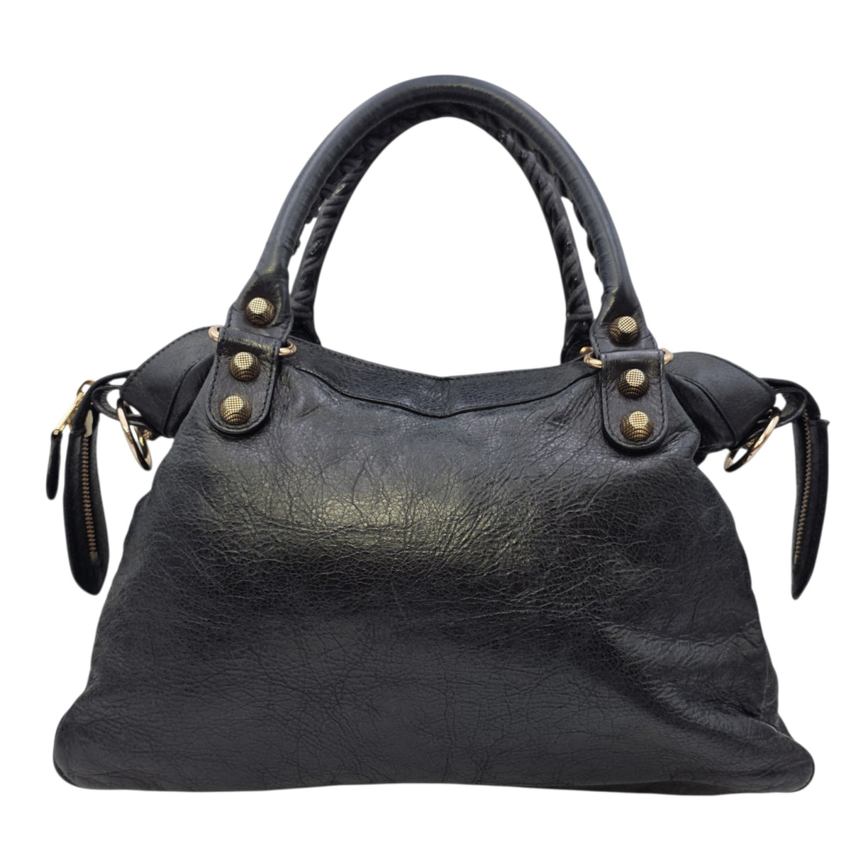 City Black Shoulder Bag in Distressed Leather Rose Gold hardware