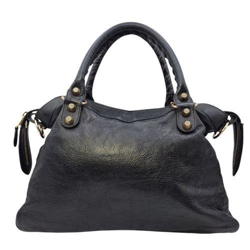 City Black Shoulder Bag in Distressed Leather Rose Gold hardware