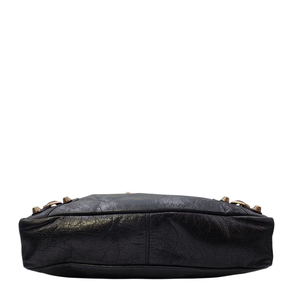 City Black Shoulder Bag in Distressed Leather Rose Gold hardware