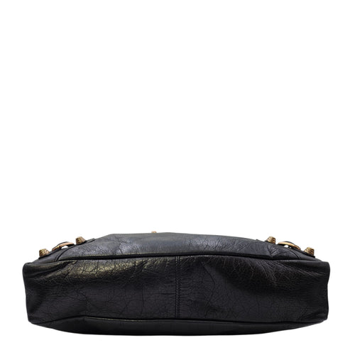 City Black Shoulder Bag in Distressed Leather Rose Gold hardware