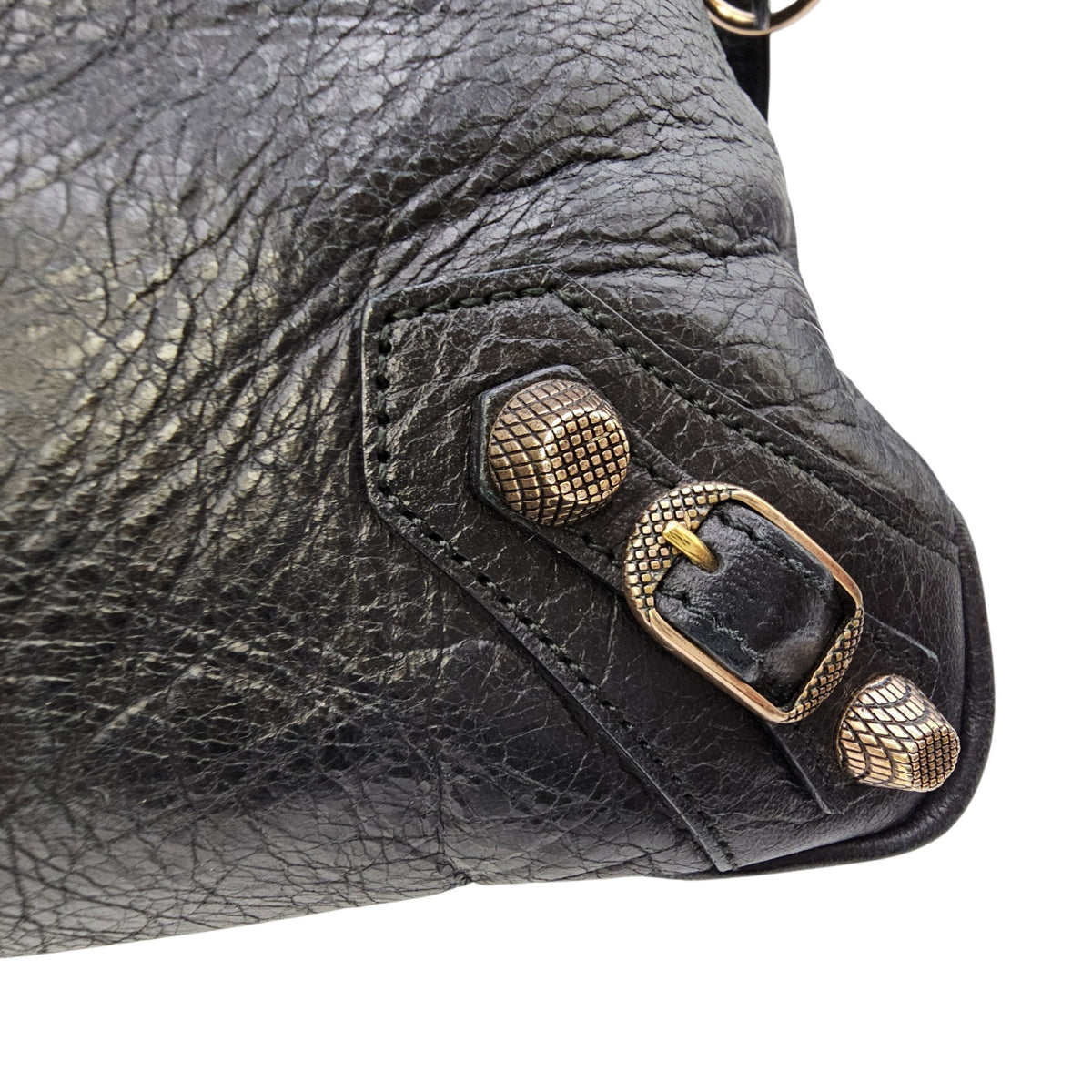 City Black Shoulder Bag in Distressed Leather Rose Gold hardware