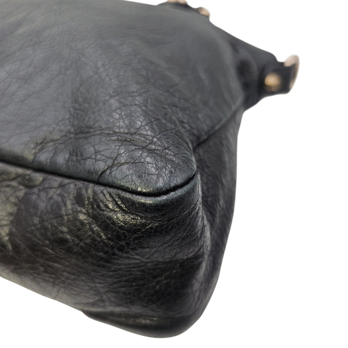 City Black Shoulder Bag in Distressed Leather Rose Gold hardware