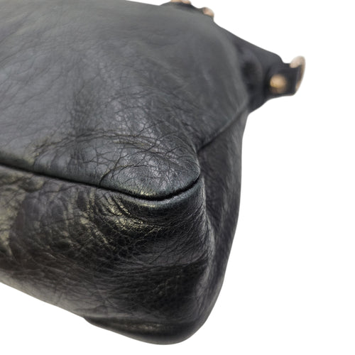 City Black Shoulder Bag in Distressed Leather Rose Gold hardware