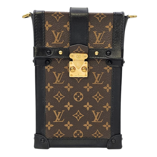 Vertical Trunk  Brown Crossbody Bag in Monogram Coated Canvas Gold hardware