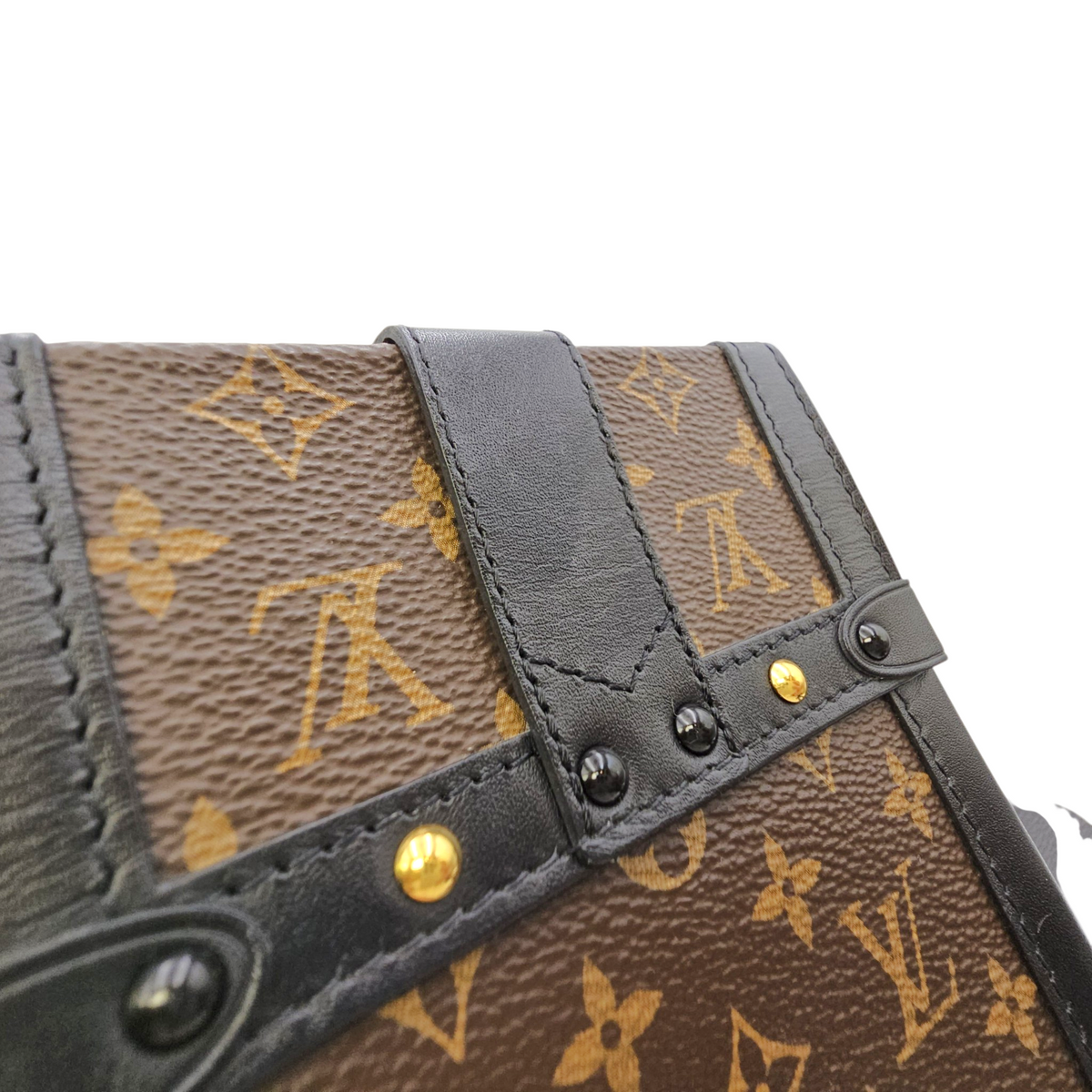 Vertical Trunk  Brown Crossbody Bag in Monogram Coated Canvas Gold hardware