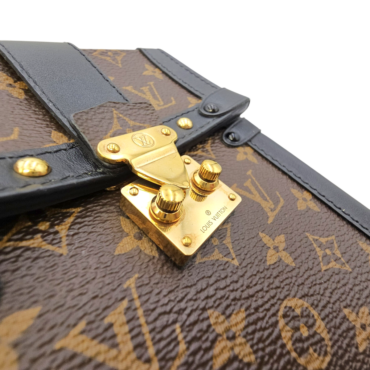 Vertical Trunk  Brown Crossbody Bag in Monogram Coated Canvas Gold hardware