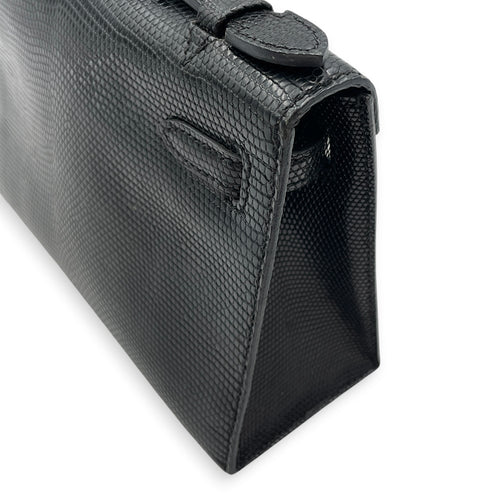 Kelly Pochette Noir in Lizard Varanus Niloticus Gold hardware