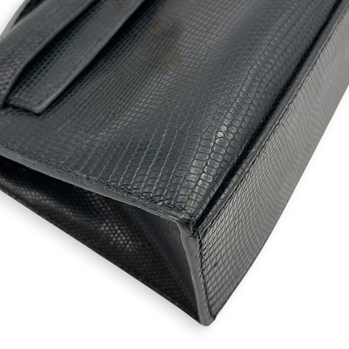 Kelly Pochette Noir in Lizard Varanus Niloticus Gold hardware