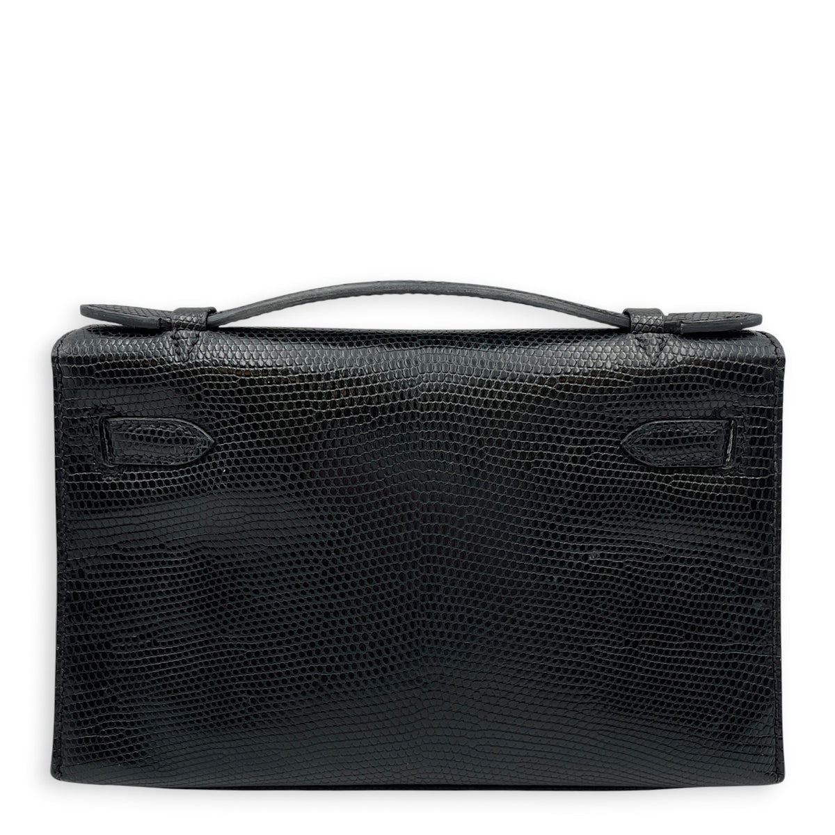Kelly Pochette Noir in Lizard Varanus Niloticus Gold hardware