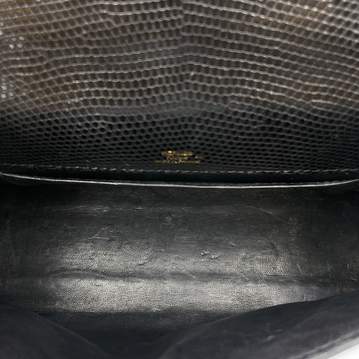 Kelly Pochette Noir in Lizard Varanus Niloticus Gold hardware