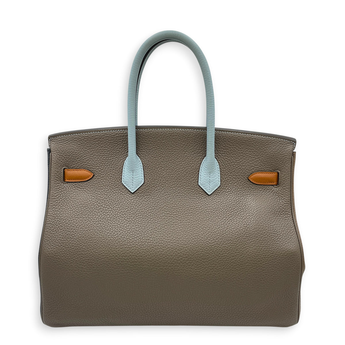 Birkin Alerquin  35 Etain/Etoupe/blue lin/ultra violet/blue obscure/gold in Clemence Palladium hardware