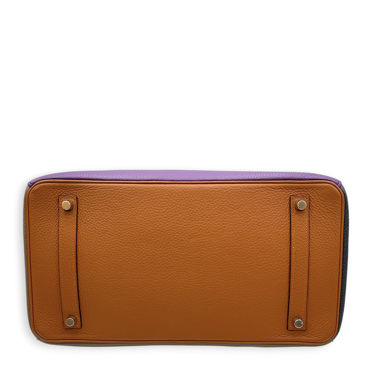 Birkin Alerquin  35 Etain/Etoupe/blue lin/ultra violet/blue obscure/gold in Clemence Palladium hardware