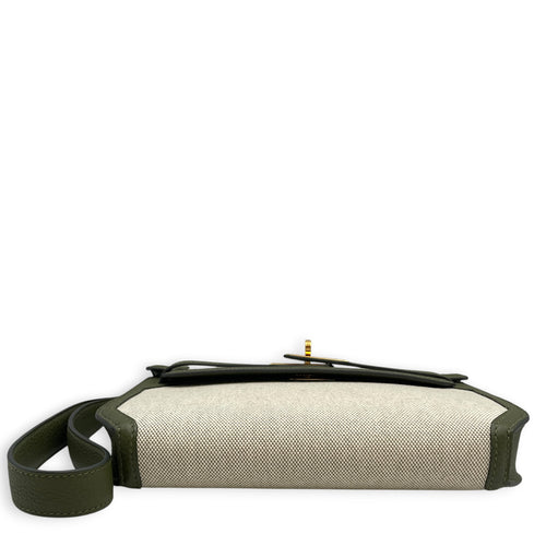 Kelly Depeches 25 Vert Amande-Ecru/Vert Veronese in Togo/Toile Gold hardware