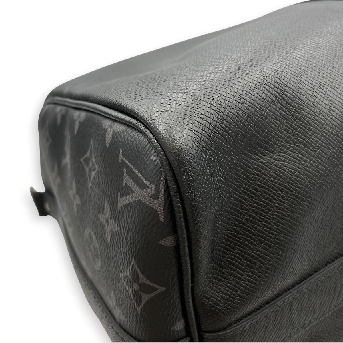 Keepall Black Duffle Bag in Taiga Leather Silver hardware