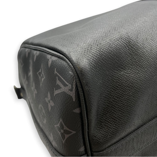Keepall Black Duffle Bag in Taiga Leather Silver hardware
