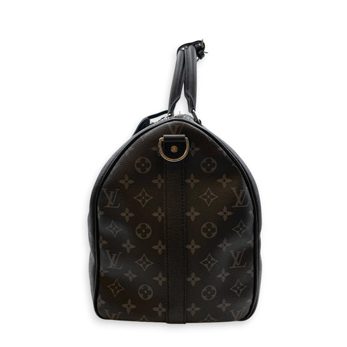 Keepall Black Duffle Bag in Taiga Leather Silver hardware