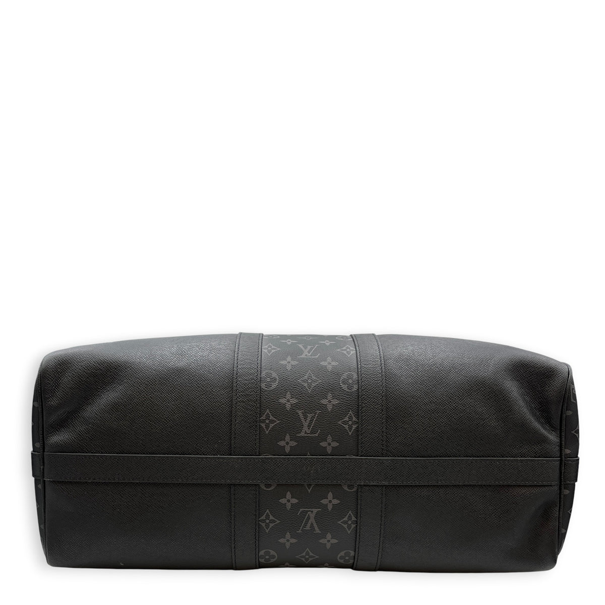 Keepall Black Duffle Bag in Taiga Leather Silver hardware