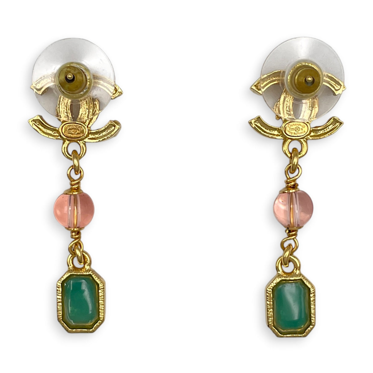 CC Drop with Strass Crystals  Gold Earrings Gold hardware