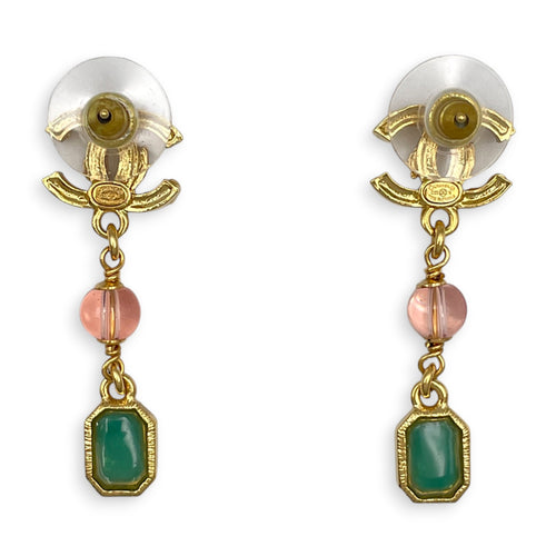 CC Drop with Strass Crystals  Gold Earrings Gold hardware