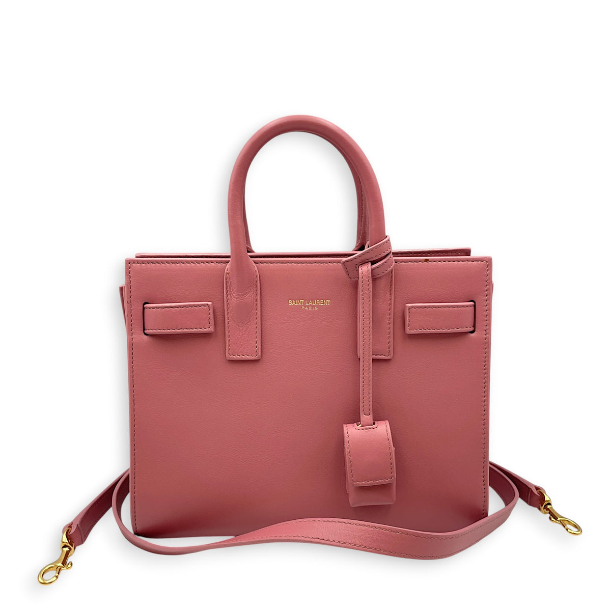 Sac De Jour  Pink Top Handle Bag in Calfskin Gold hardware