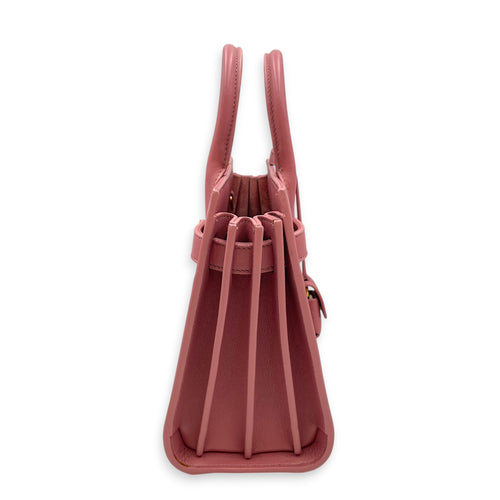 Sac De Jour  Pink Top Handle Bag in Calfskin Gold hardware