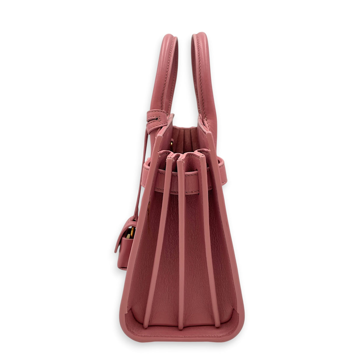 Sac De Jour  Pink Top Handle Bag in Calfskin Gold hardware