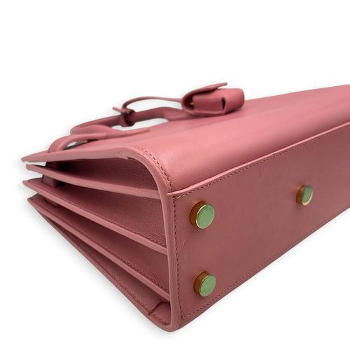 Sac De Jour  Pink Top Handle Bag in Calfskin Gold hardware