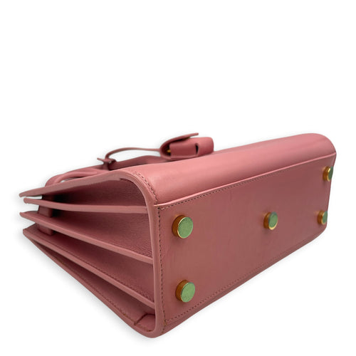 Sac De Jour  Pink Top Handle Bag in Calfskin Gold hardware