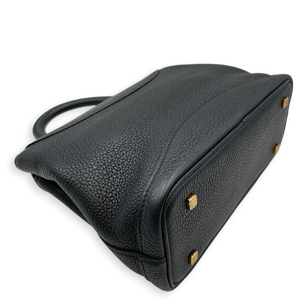 Gabrielle BB  Black Top Handle Bag in Calfskin Gold hardware