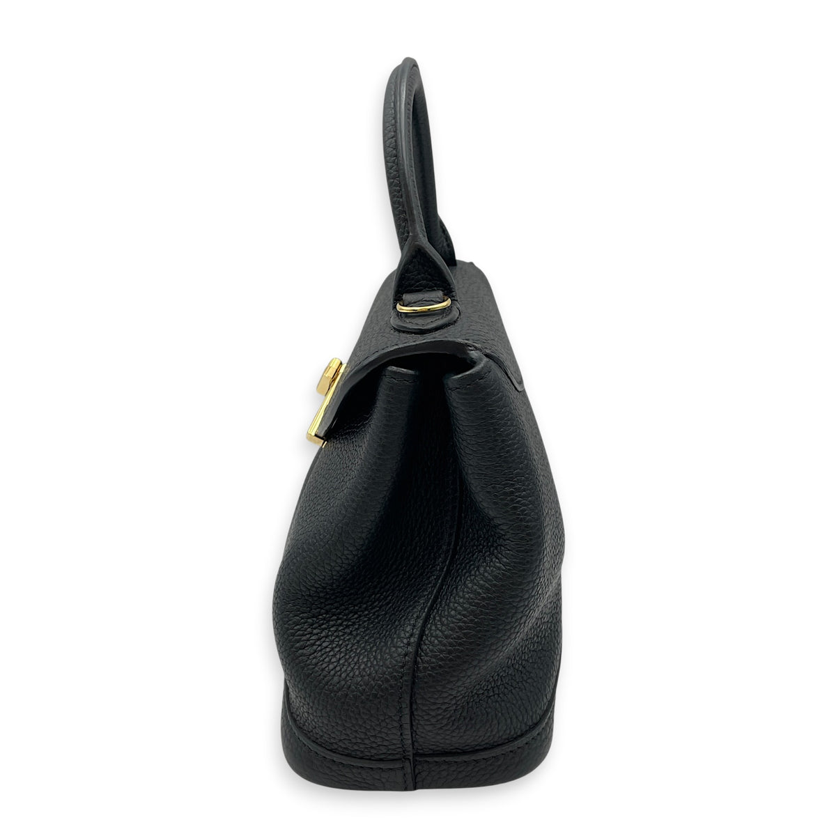 Gabrielle BB  Black Top Handle Bag in Calfskin Gold hardware