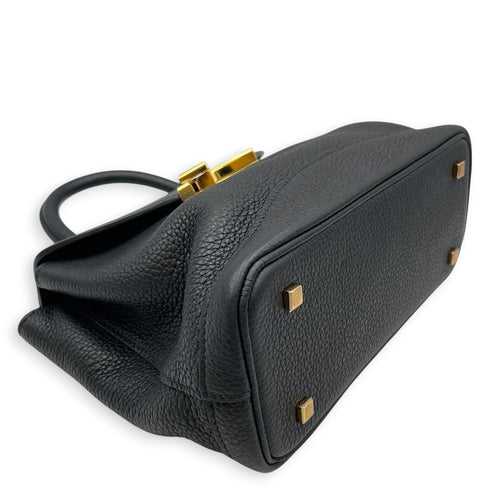 Gabrielle BB  Black Top Handle Bag in Calfskin Gold hardware
