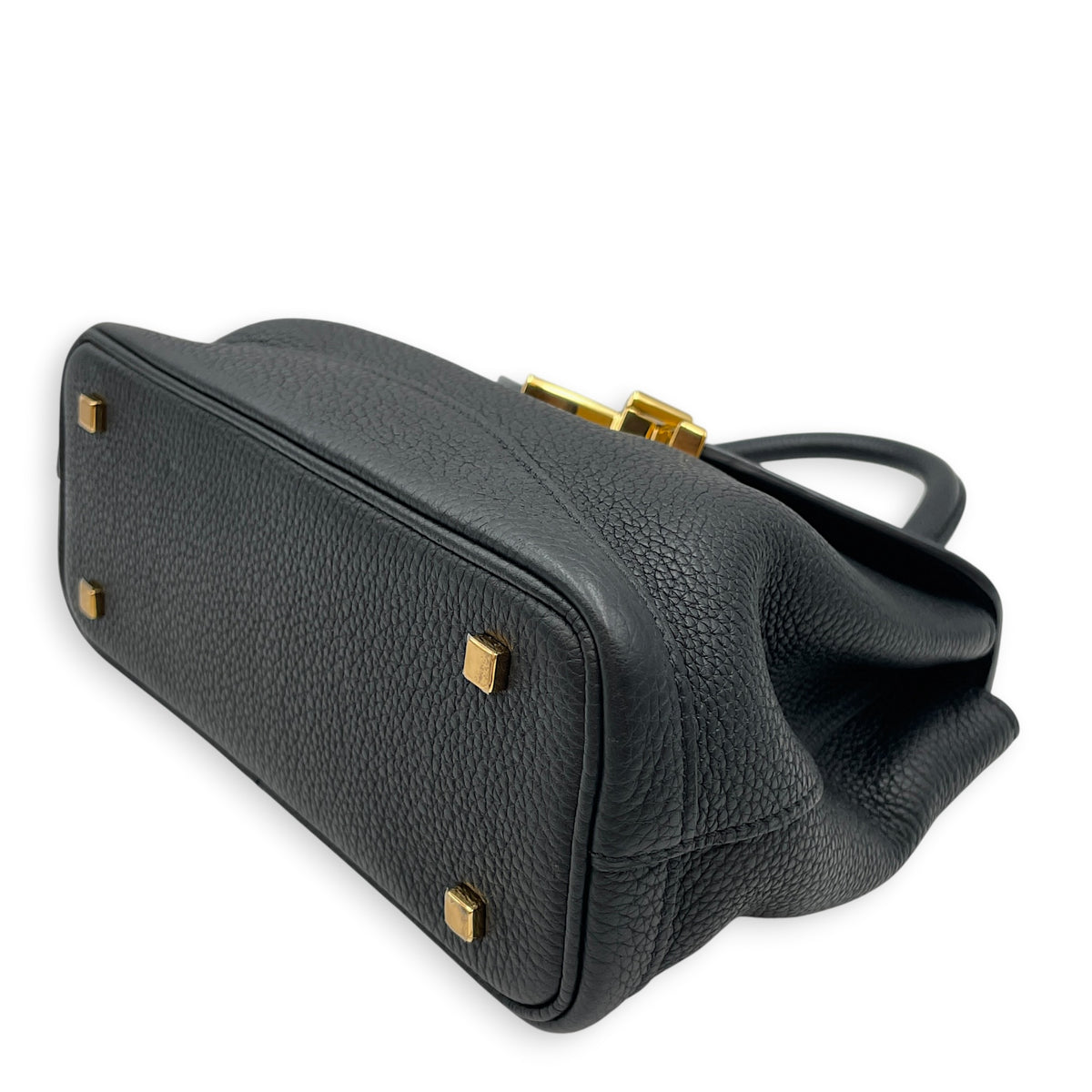 Gabrielle BB  Black Top Handle Bag in Calfskin Gold hardware
