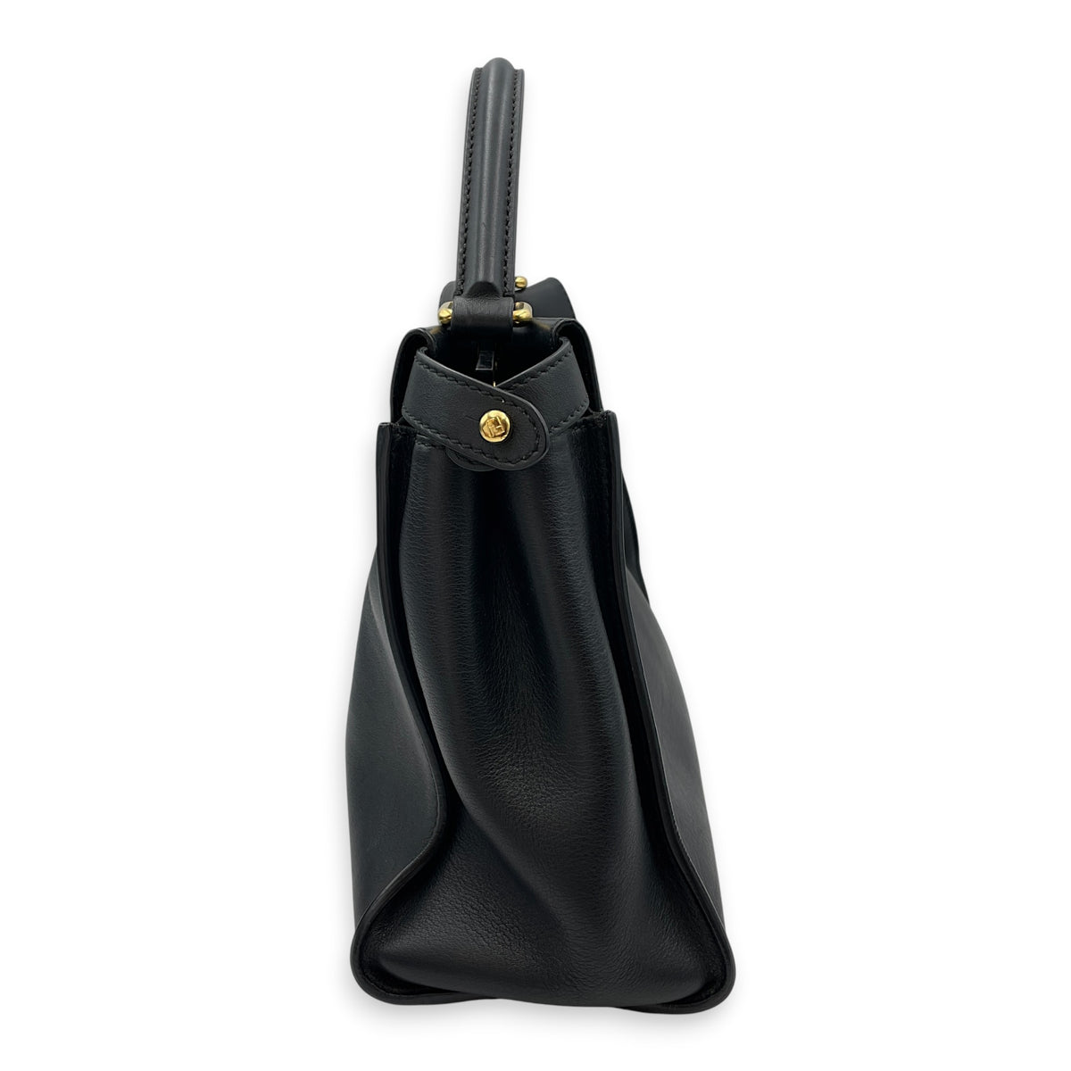 Peekaboo  33 cm  Black Top Handle Bag in Calfskin Gold hardware