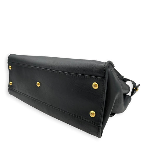 Peekaboo  33 cm  Black Top Handle Bag in Calfskin Gold hardware