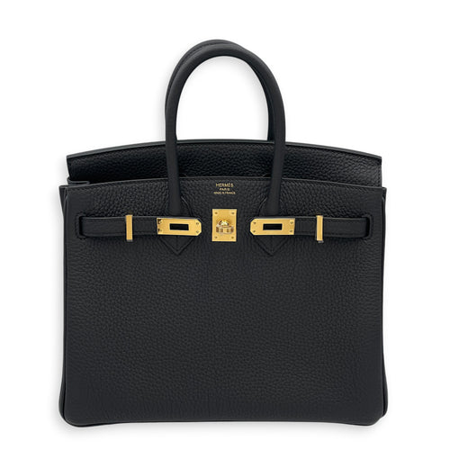 Birkin 25 Noir in Togo Gold hardware