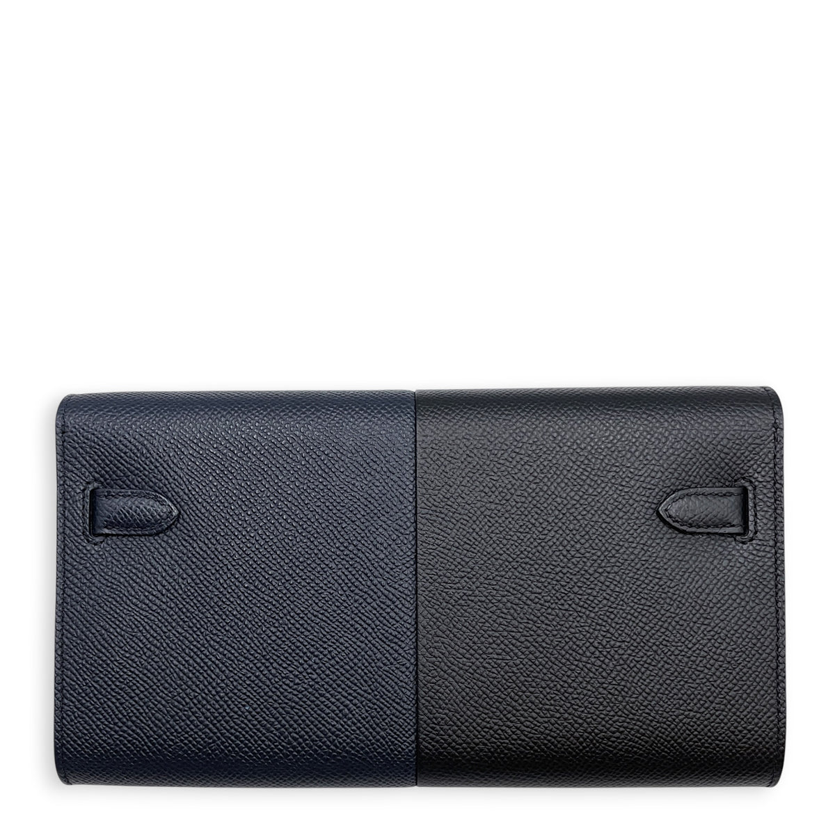 Kelly To Go Casaque Blue Indigo/Noir/Bleu frida Wallet in Epsom Gold hardware