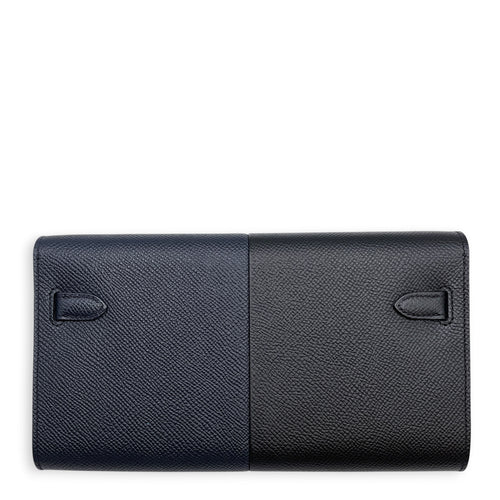 Kelly To Go Casaque Blue Indigo/Noir/Bleu frida Wallet in Epsom Gold hardware