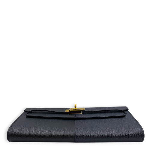 Kelly To Go Casaque Blue Indigo/Noir/Bleu frida Wallet in Epsom Gold hardware