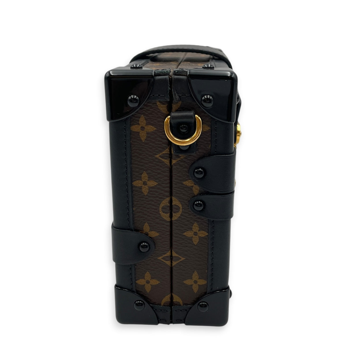 Petite Malle  Brown Shoulder Bag in Monogram Coated Canvas Gold hardware