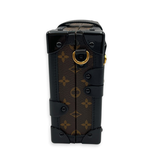 Petite Malle  Brown Shoulder Bag in Monogram Coated Canvas Gold hardware